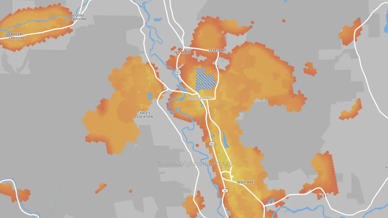 Bike Grade map of North Conway, NH