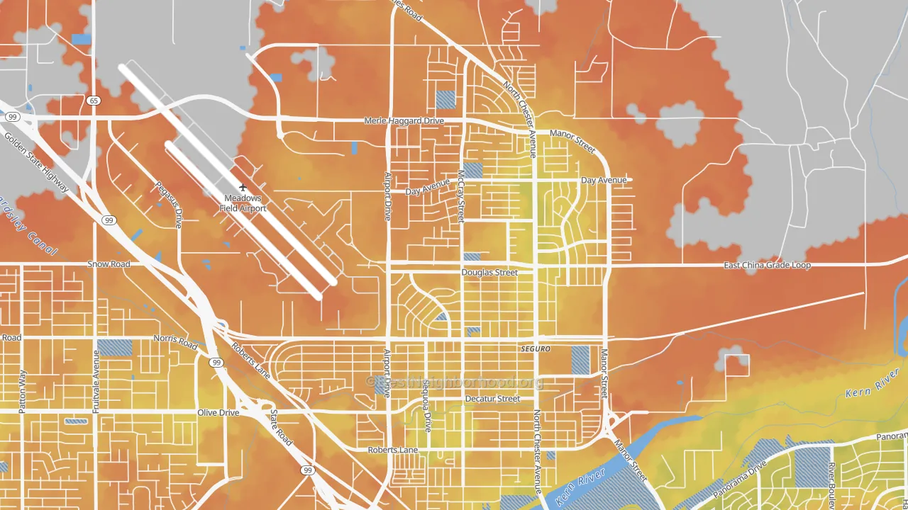 Bike Grade map of North Country Meadows, Oildale, CA
