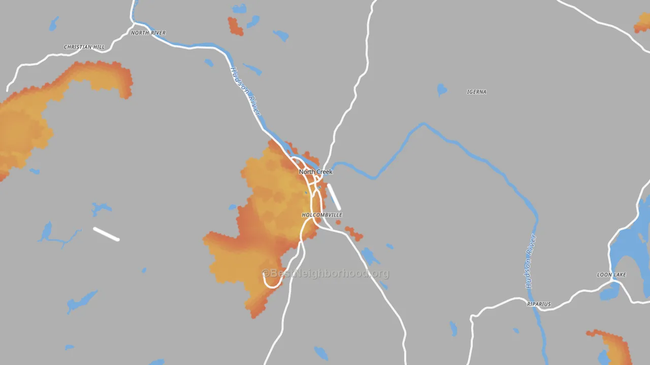 Bike Grade map of North Creek, NY