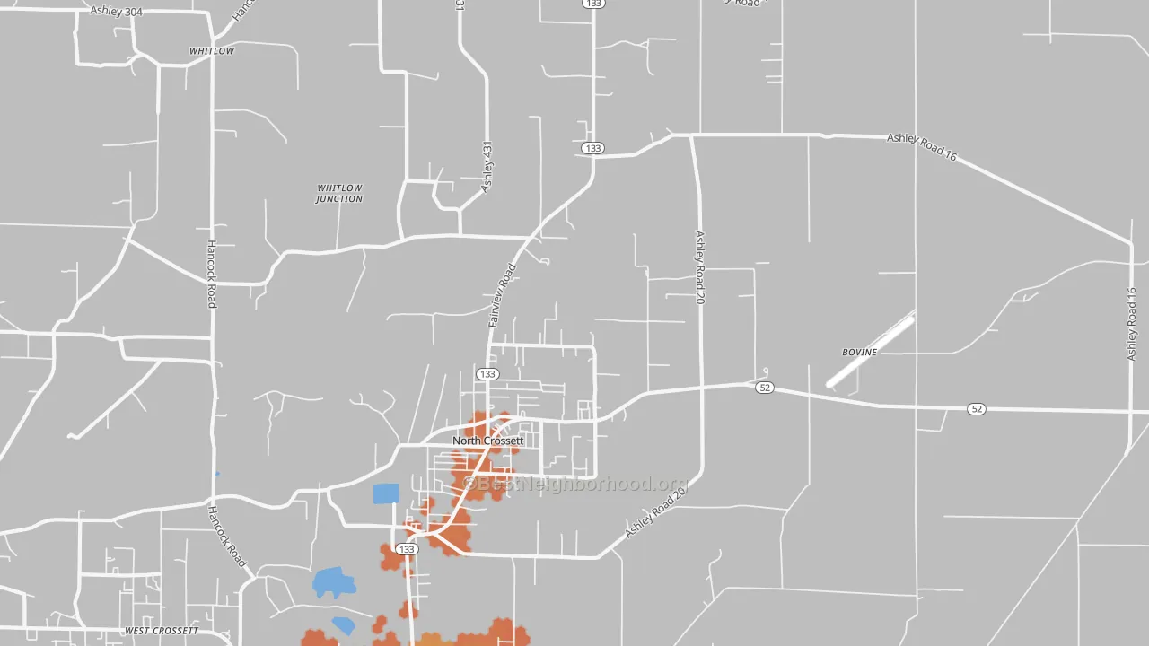 Bike Grade map of North Crossett, AR
