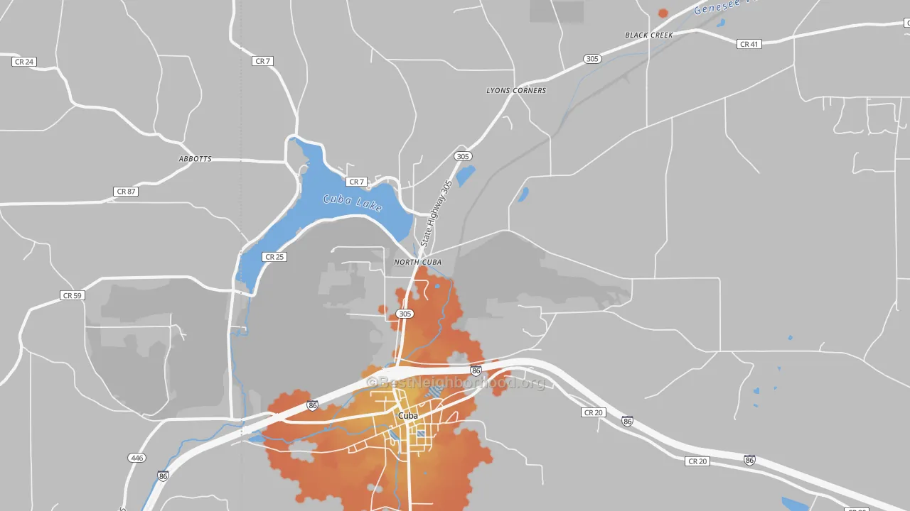 Bike Grade map of North Cuba, NY