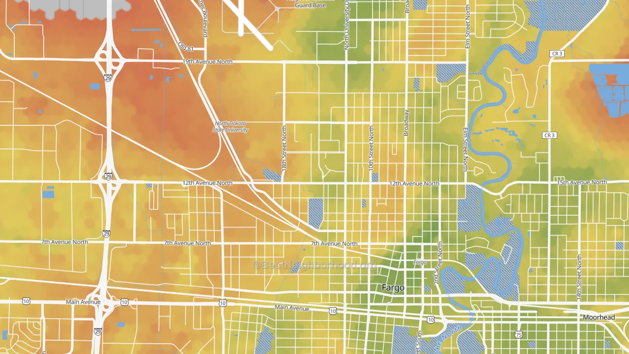 Bike Grade map of North Dakota State University, Fargo, ND