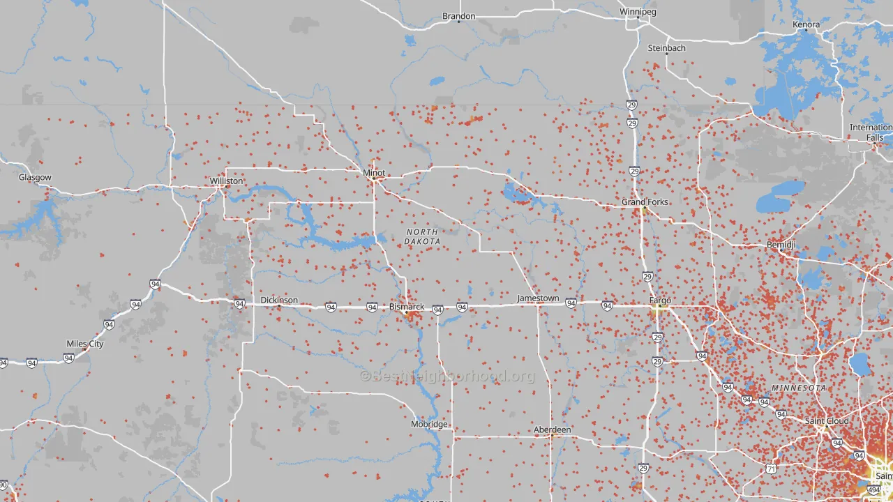 Bike Grade map of North Dakota