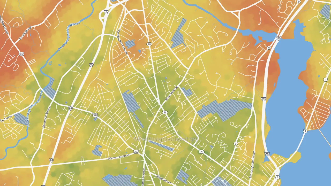 Bike Grade map of North Deering, Portland, ME