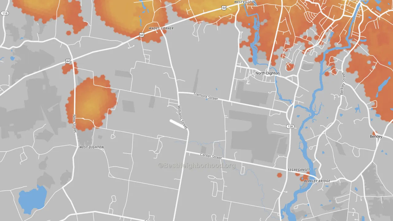 Bike Grade map of North Dighton, MA