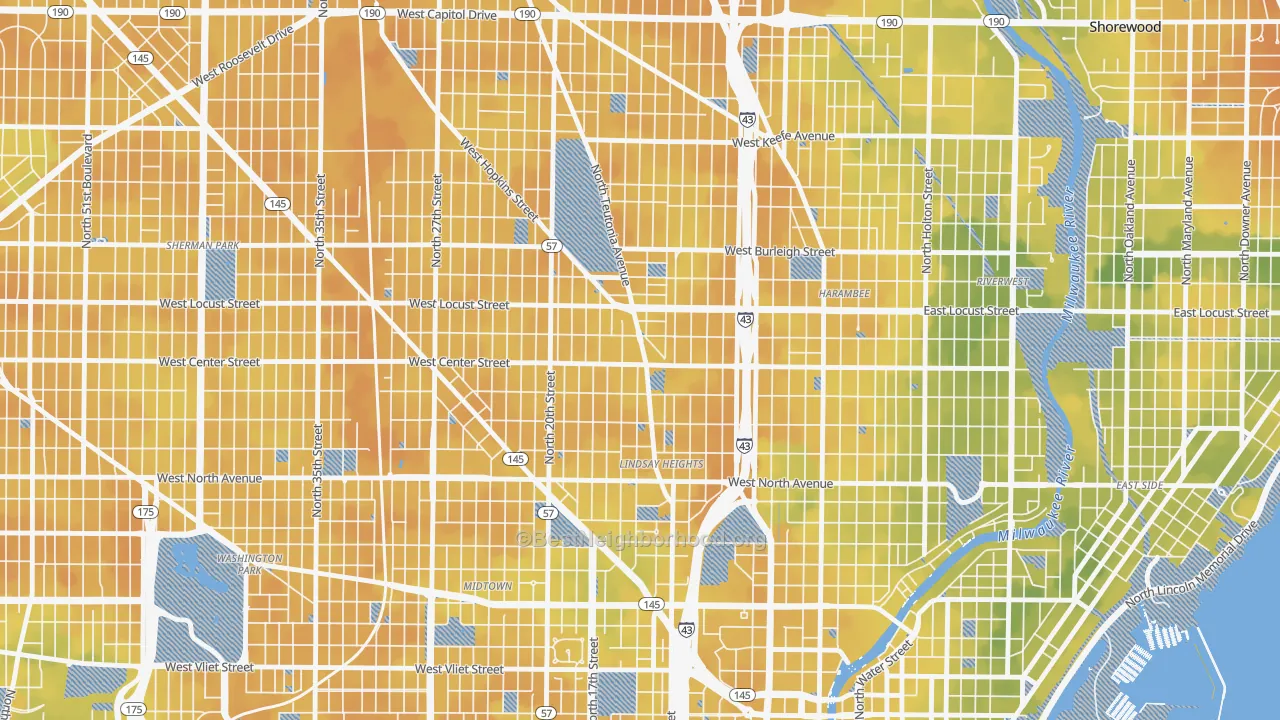 Bike Grade map of North Division, Milwaukee, WI
