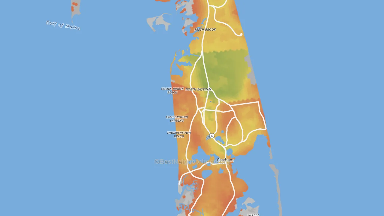 Bike Grade map of North Eastham, MA