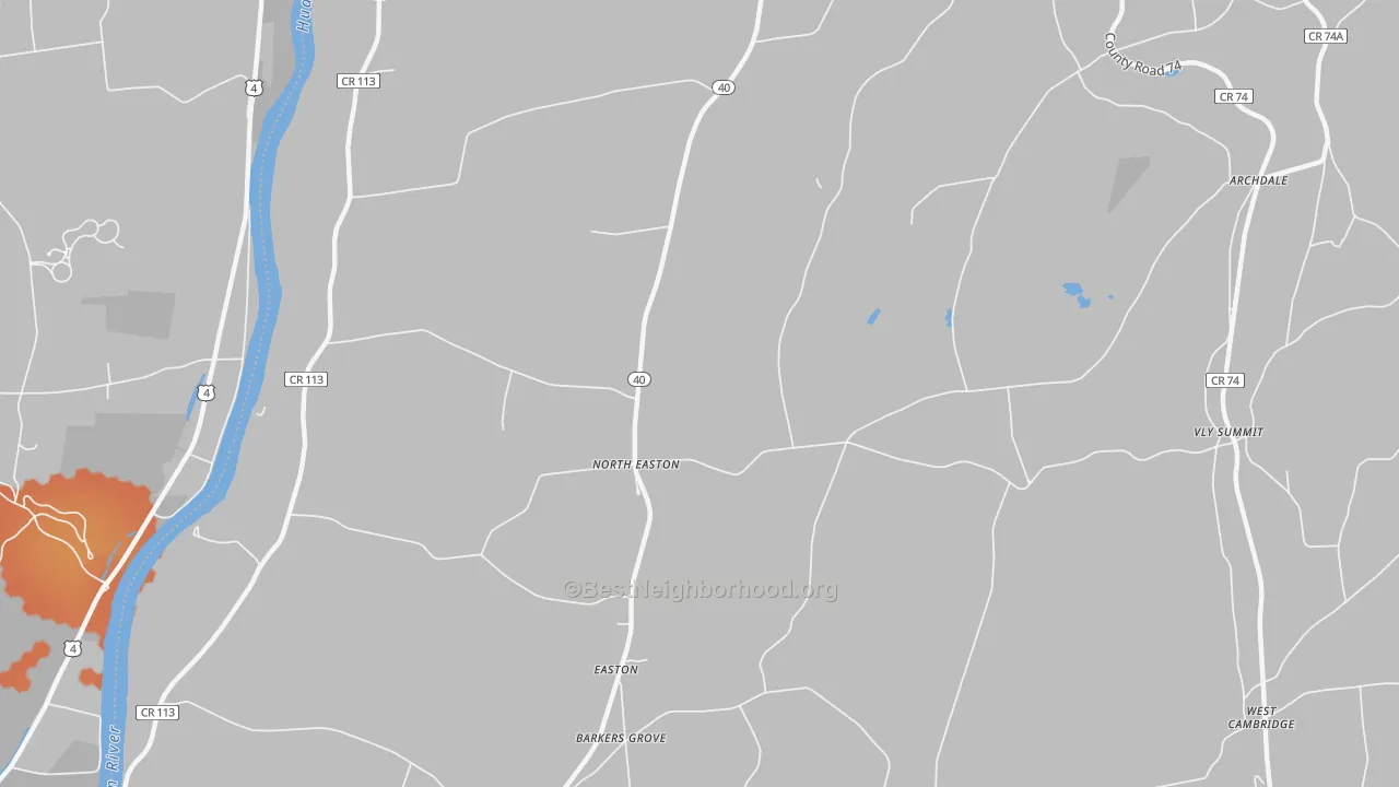 Bike Grade map of North Easton, NY