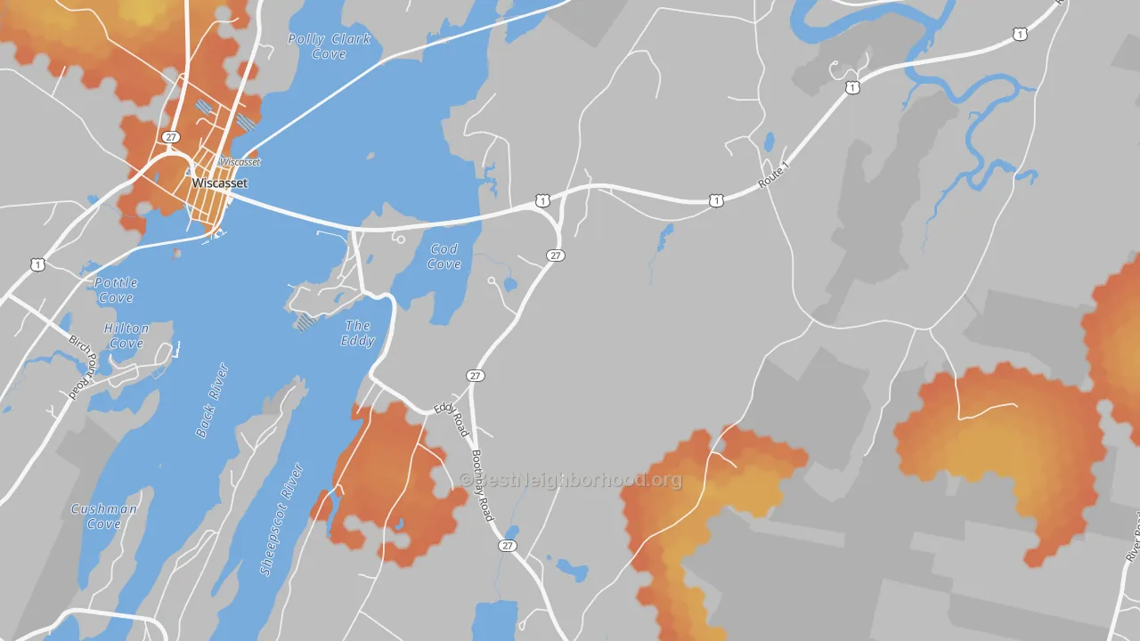 Bike Grade map of North Edgecomb, ME