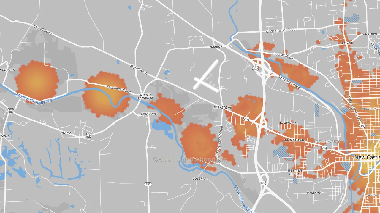 Bike Grade map of North Edinburg, PA