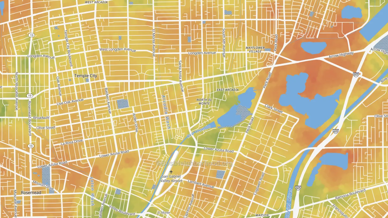 Bike Grade map of North El Monte, Arcadia, CA