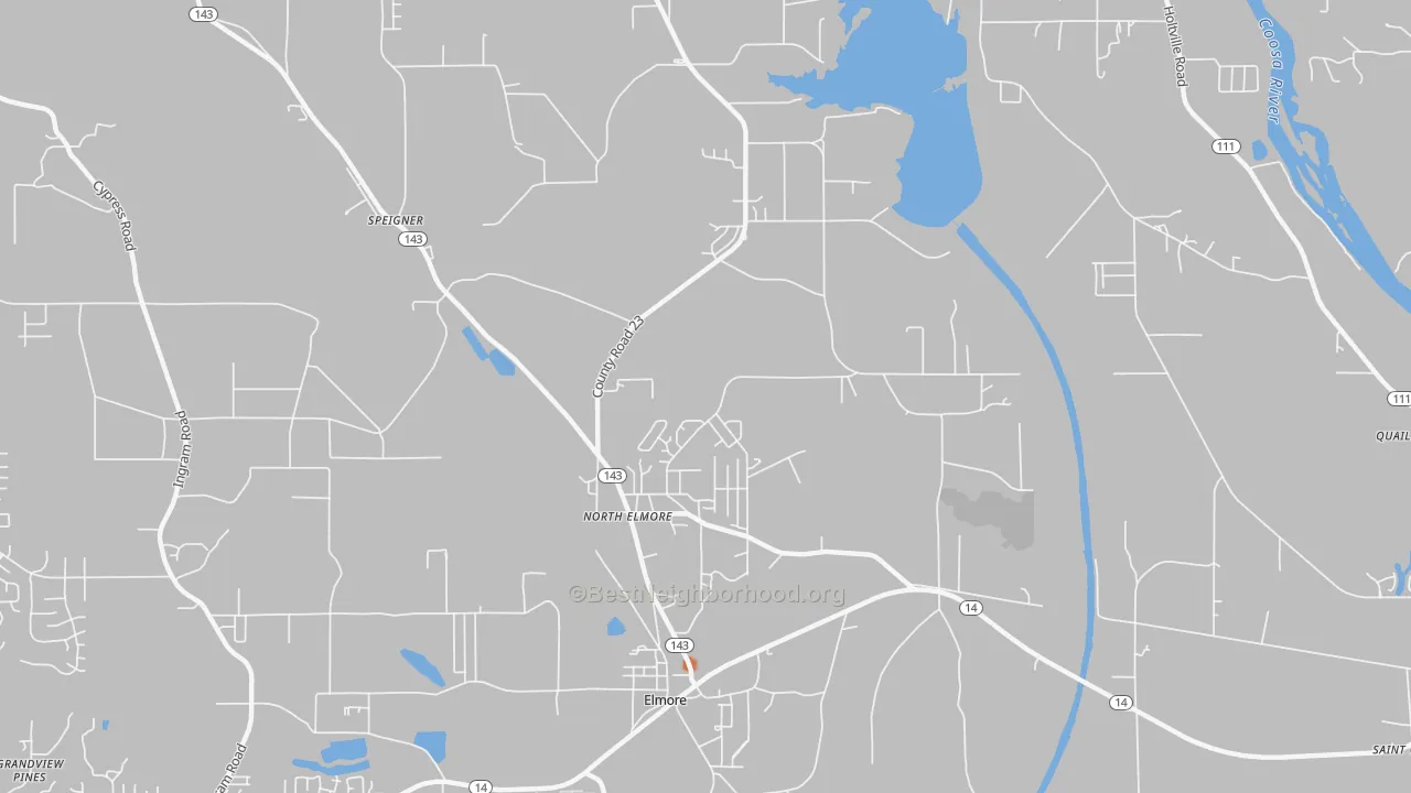 Bike Grade map of North Elmore, AL