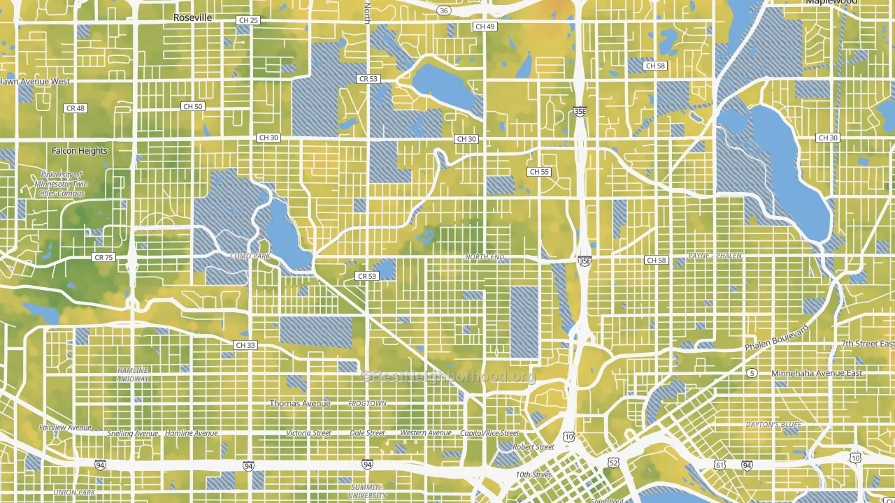Bike Grade map of North End, St. Paul, MN