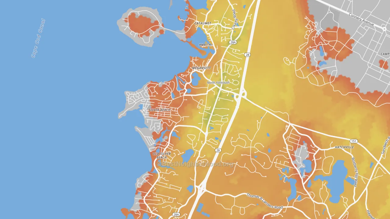 Bike Grade map of North Falmouth, MA