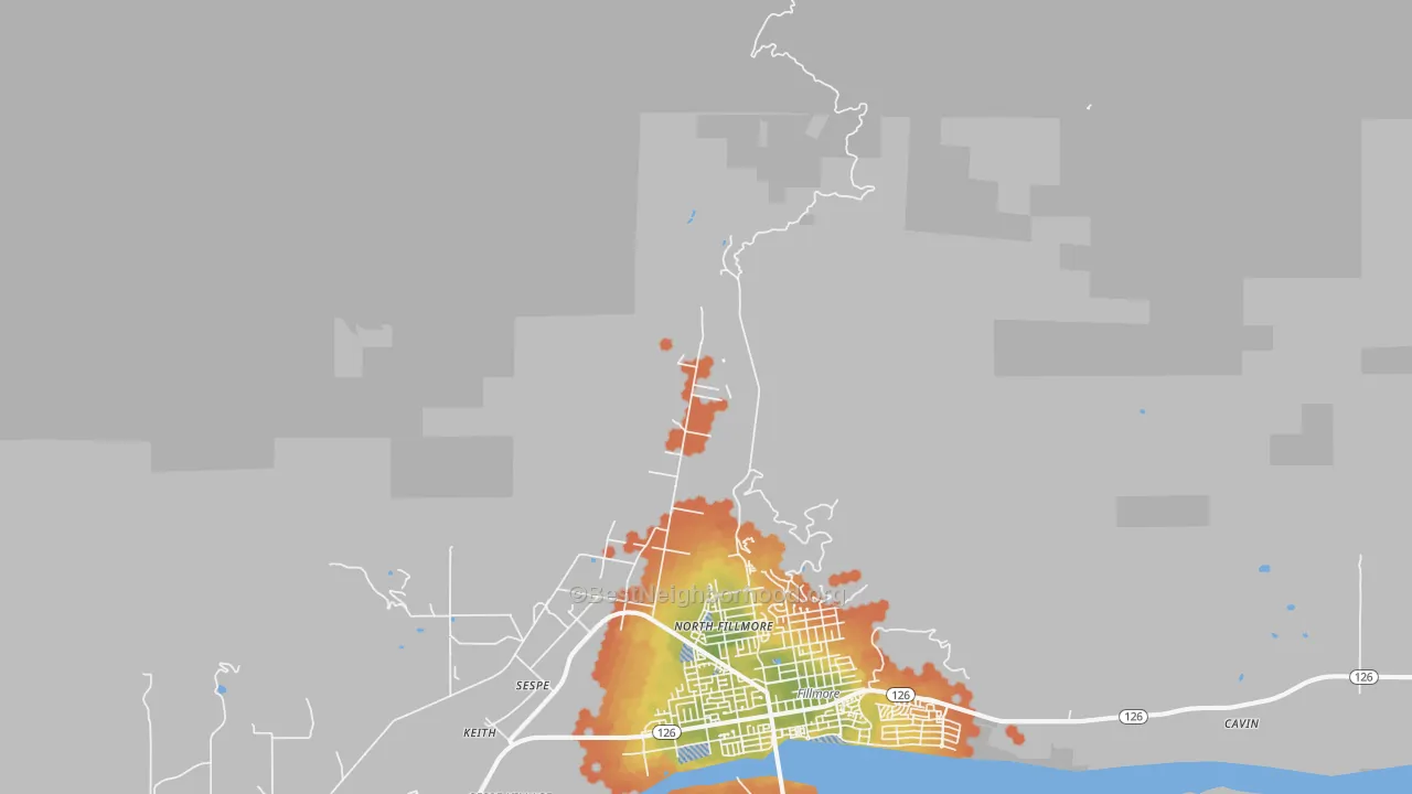 Bike Grade map of North Fillmore, CA