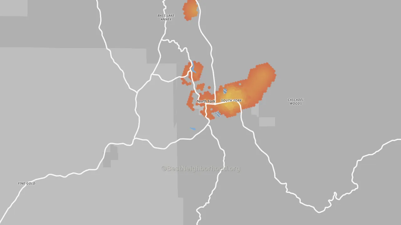 Bike Grade map of North Fork, CA