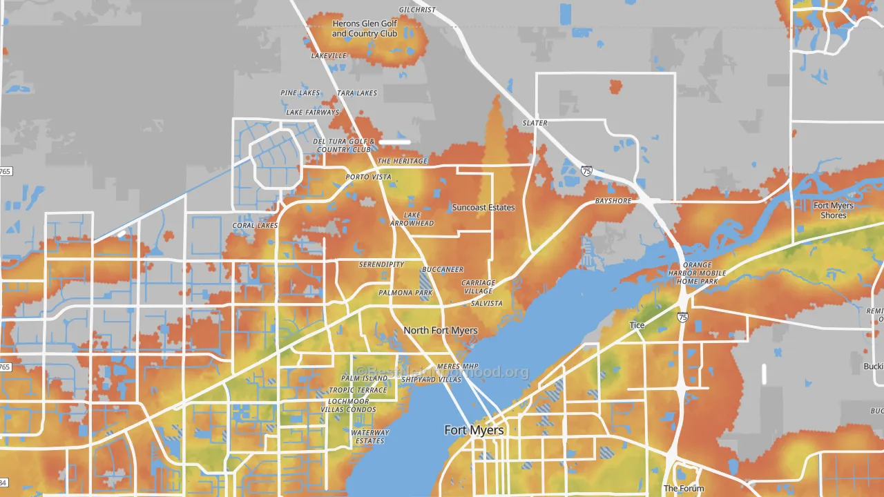Bike Grade map of North Fort Myers, FL