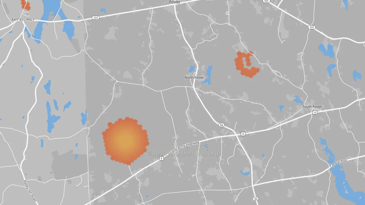 Bike Grade map of North Foster, RI