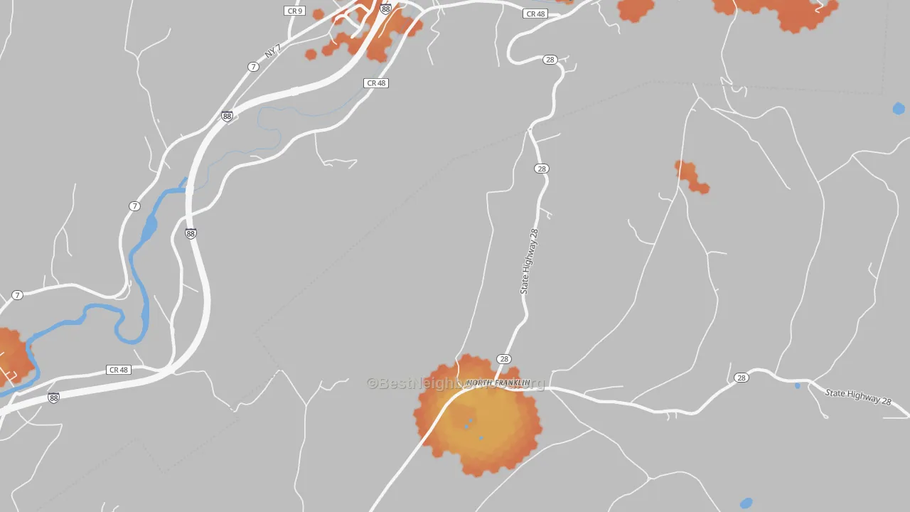 Bike Grade map of North Franklin, NY