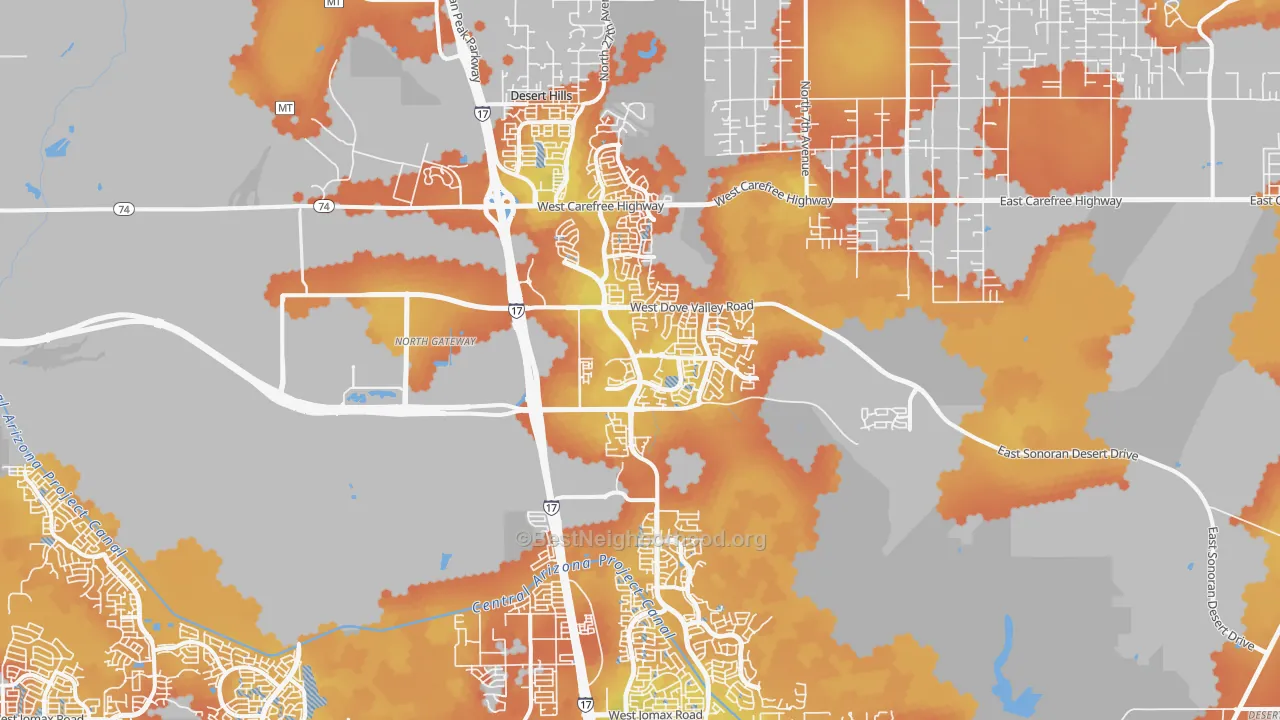 Bike Grade map of North Gateway, Phoenix, AZ