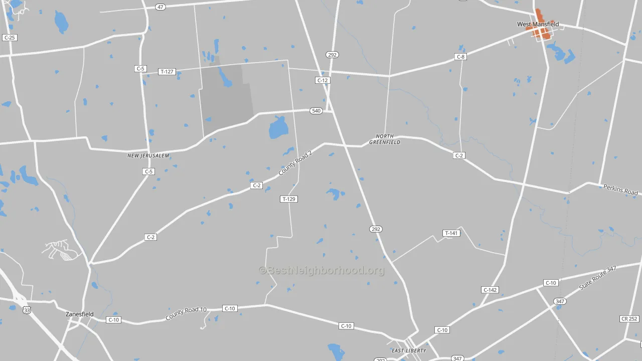 Bike Grade map of North Greenfield, OH