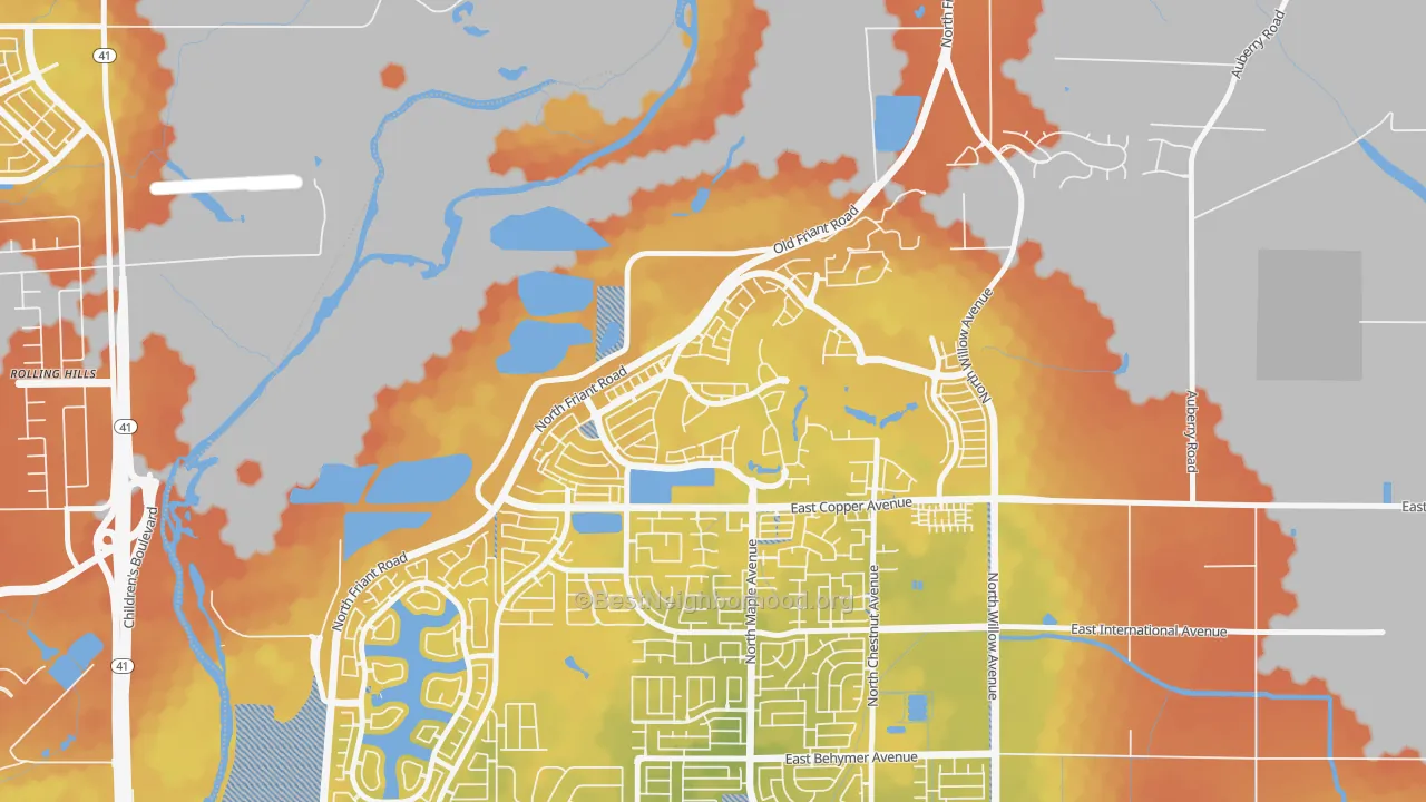 Bike Grade map of North Growth Area, Fresno, CA