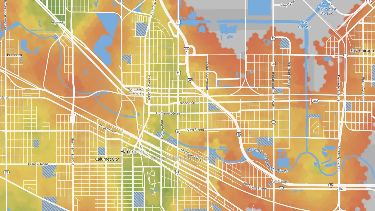 Bike Grade map of North Hammond, Hammond, IN