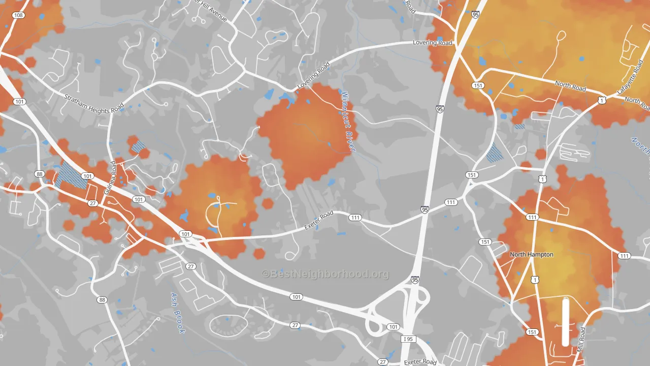 Bike Grade map of North Hampton Center, NH
