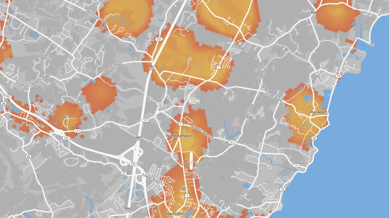 Bike Grade map of North Hampton, NH