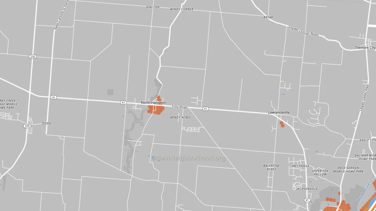 Bike Grade map of North Hampton, OH