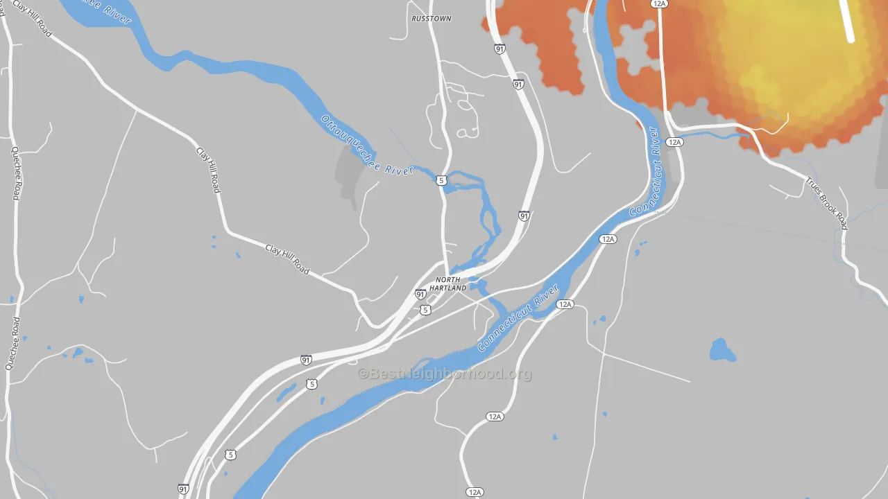 Bike Grade map of North Hartland, VT