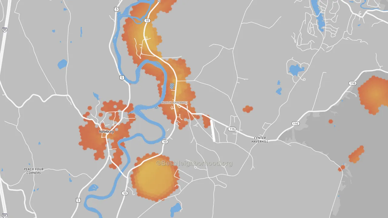 Bike Grade map of North Haverhill, NH