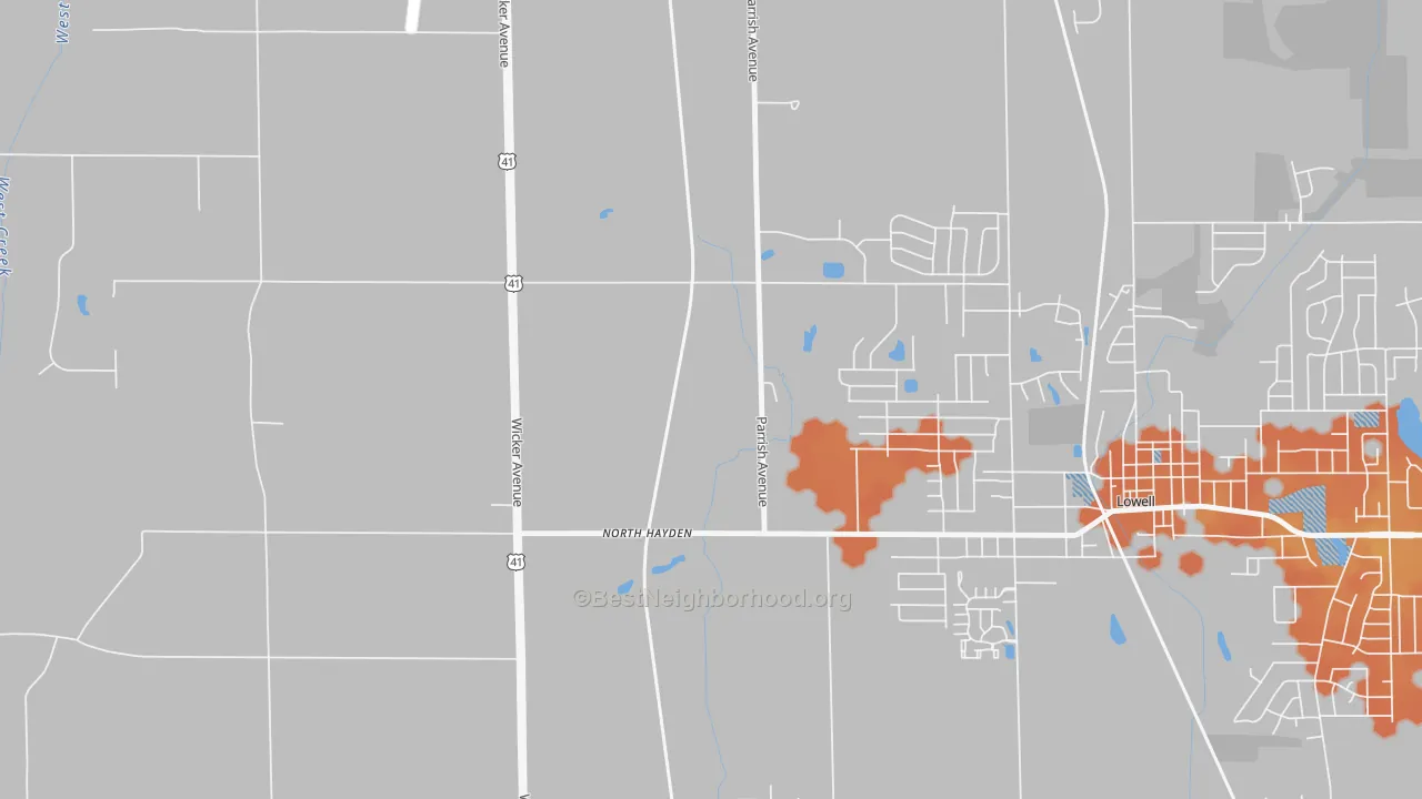 Bike Grade map of North Hayden, IN