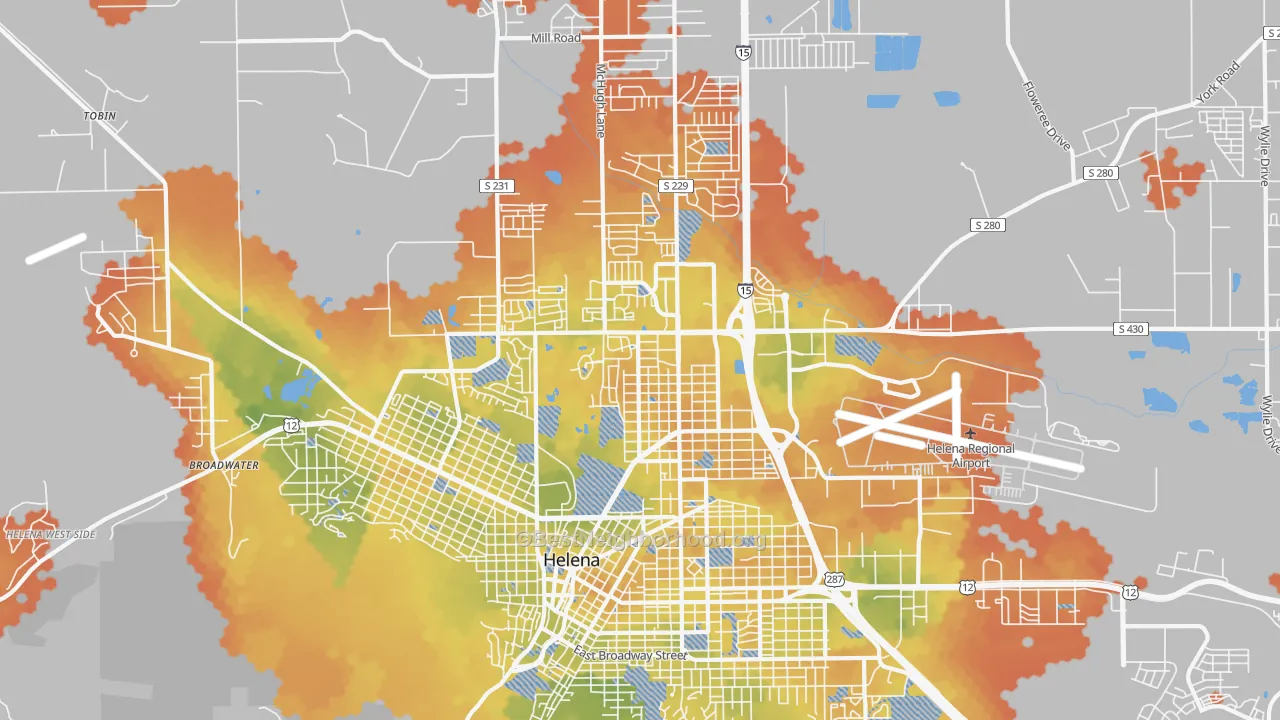 Bike Grade map of North, Helena, MT