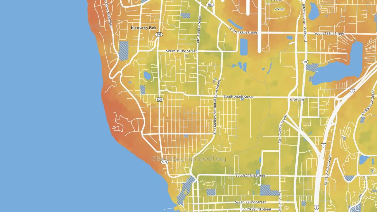 Bike Grade map of North Hill, Des Moines, WA