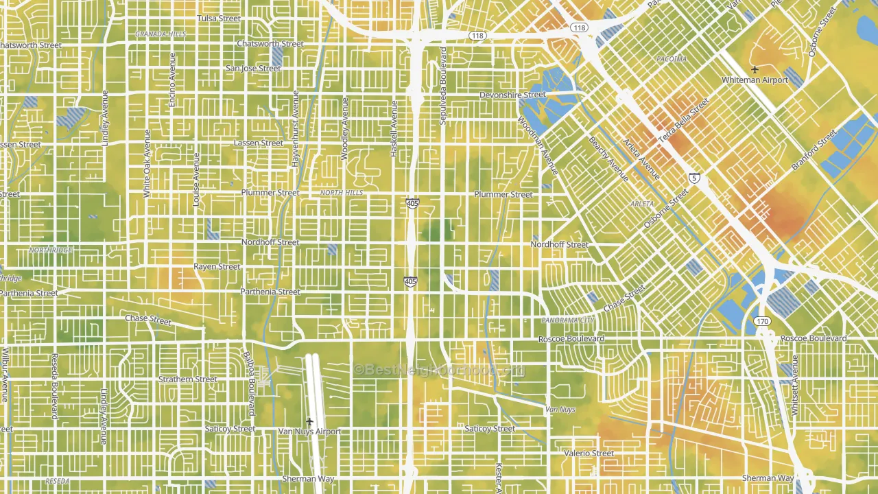 Bike Grade map of North Hills, CA