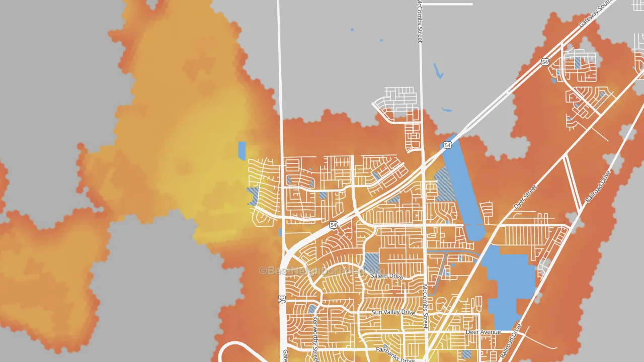 Bike Grade map of North Hills, El Paso, TX