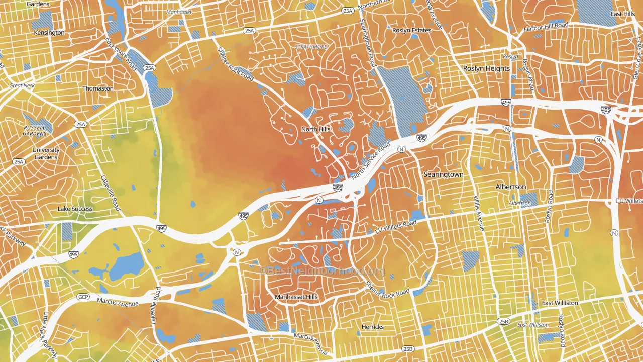 Bike Grade map of North Hills, NY