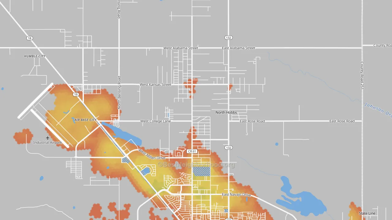 Bike Grade map of North Hobbs, NM