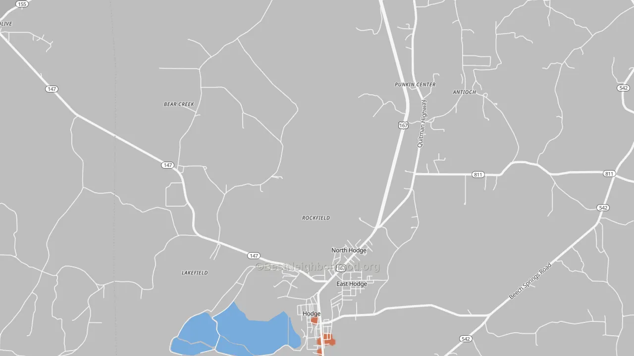 Bike Grade map of North Hodge, LA
