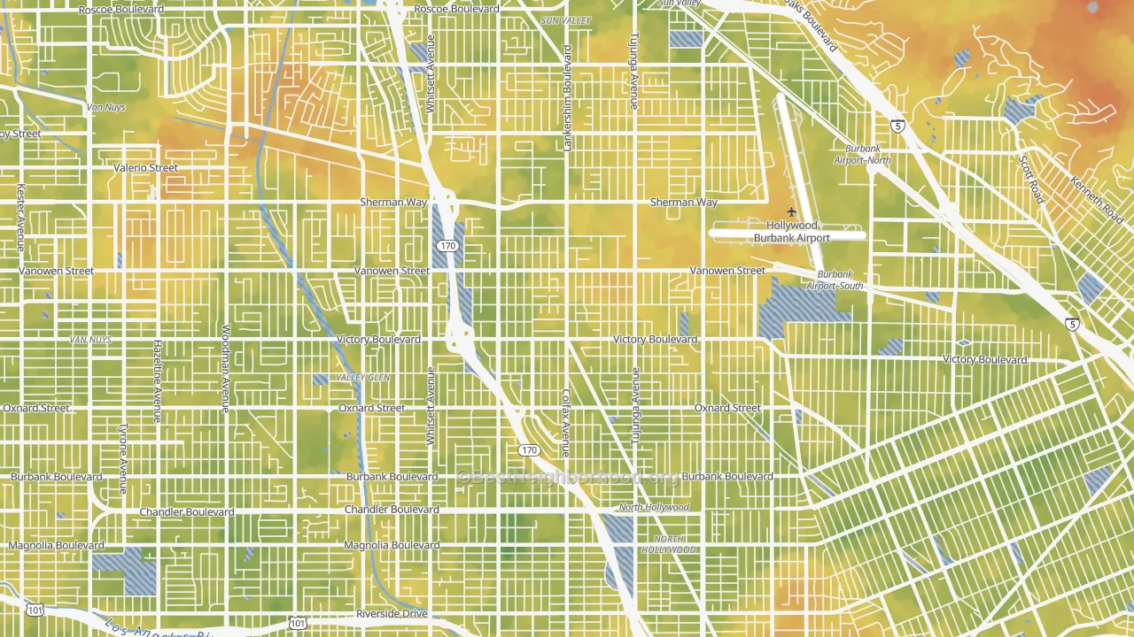 Bike Grade map of North Hollywood, CA