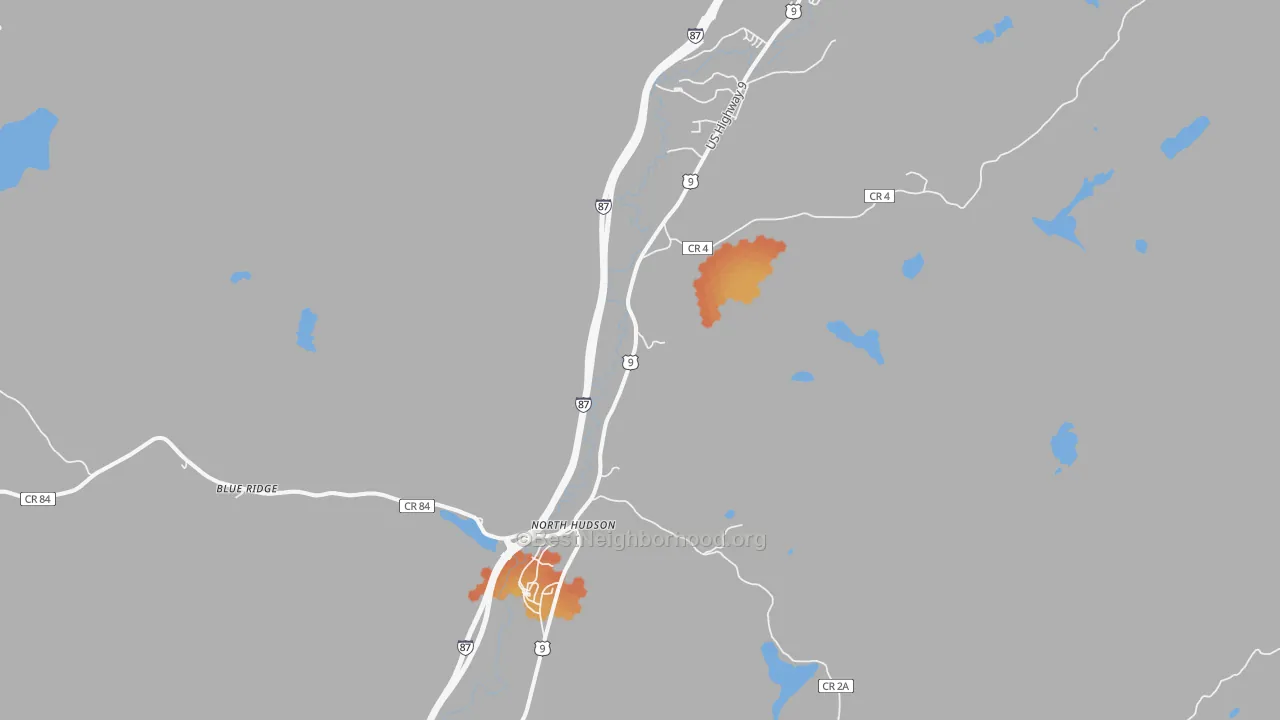 Bike Grade map of North Hudson, NY