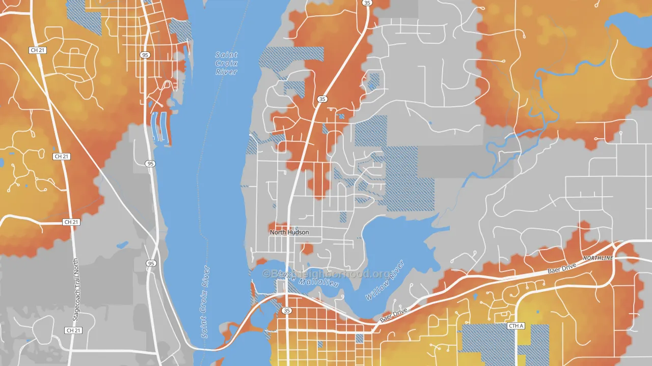 Bike Grade map of North Hudson, WI