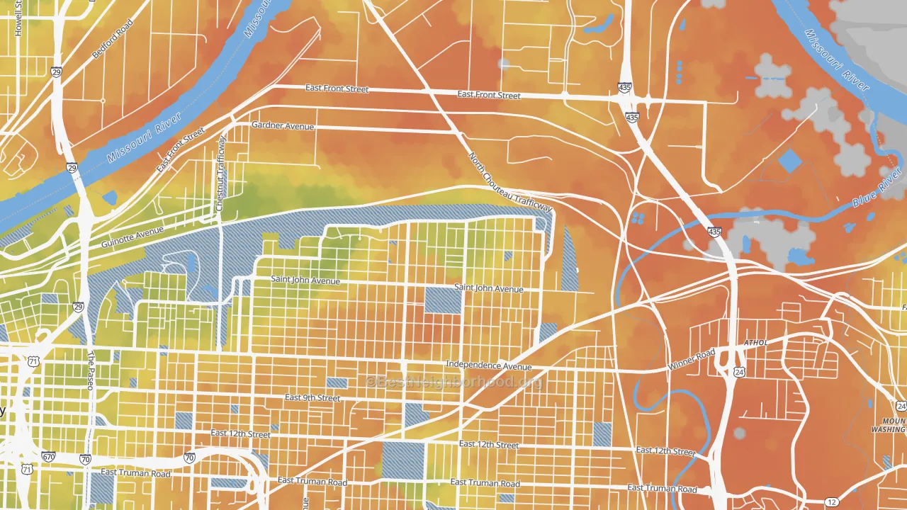 Bike Grade map of North India Mound, Kansas City, MO