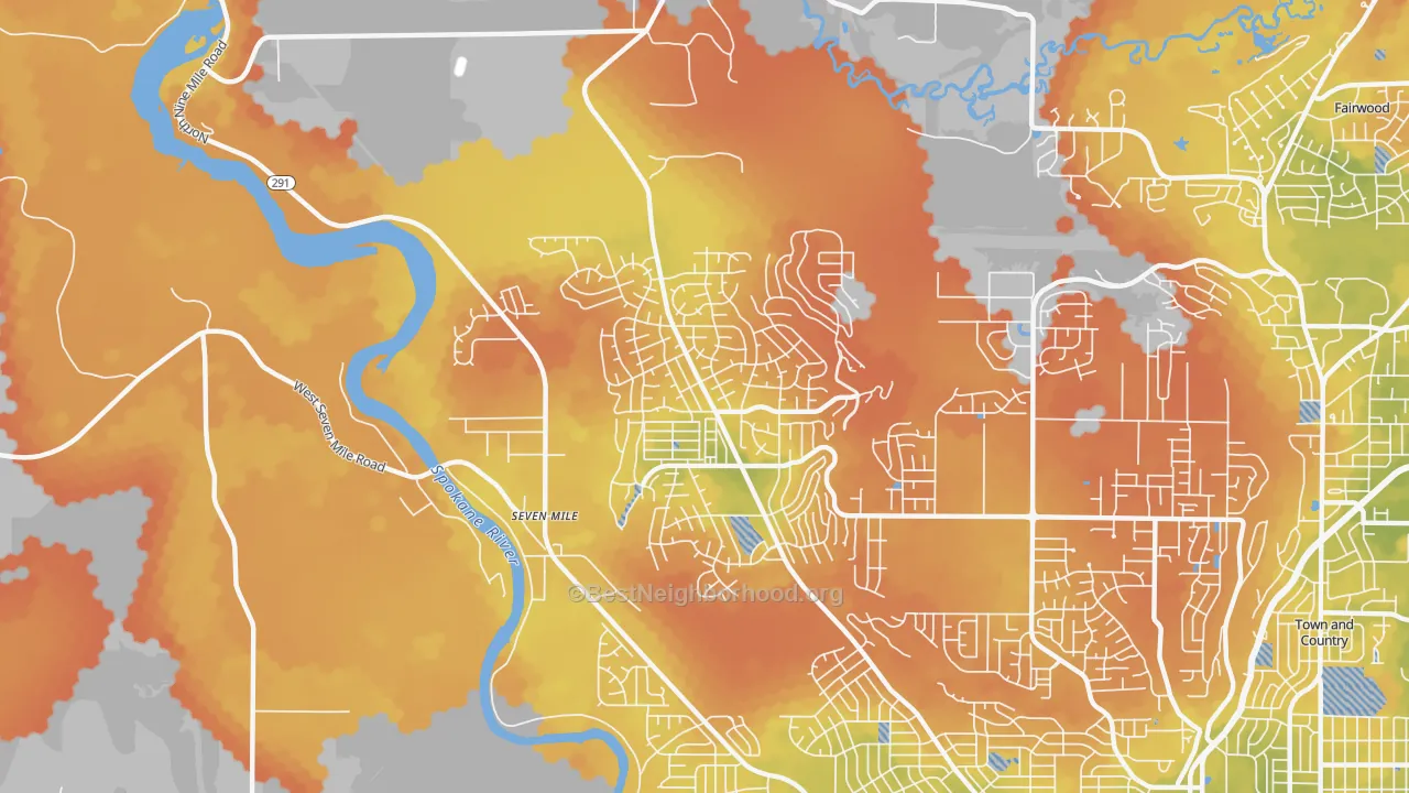 Bike Grade map of North Indian Trail, Spokane, WA