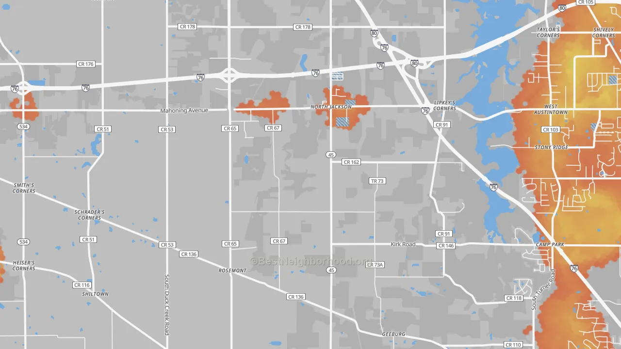 Bike Grade map of North Jackson, OH