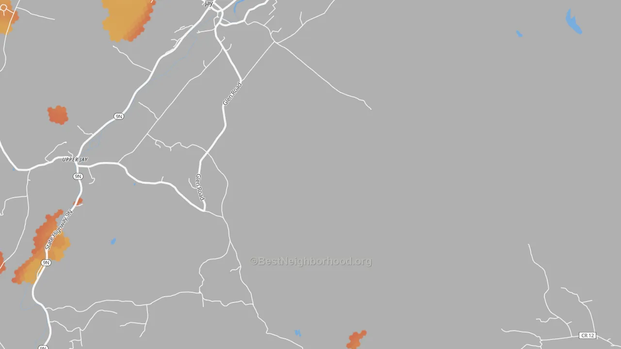 Bike Grade map of North Jay, NY