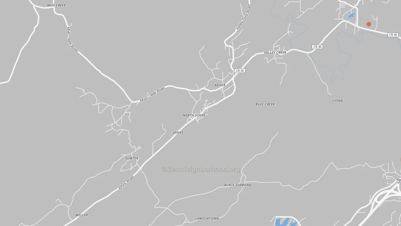 Bike Grade map of North Johns, AL