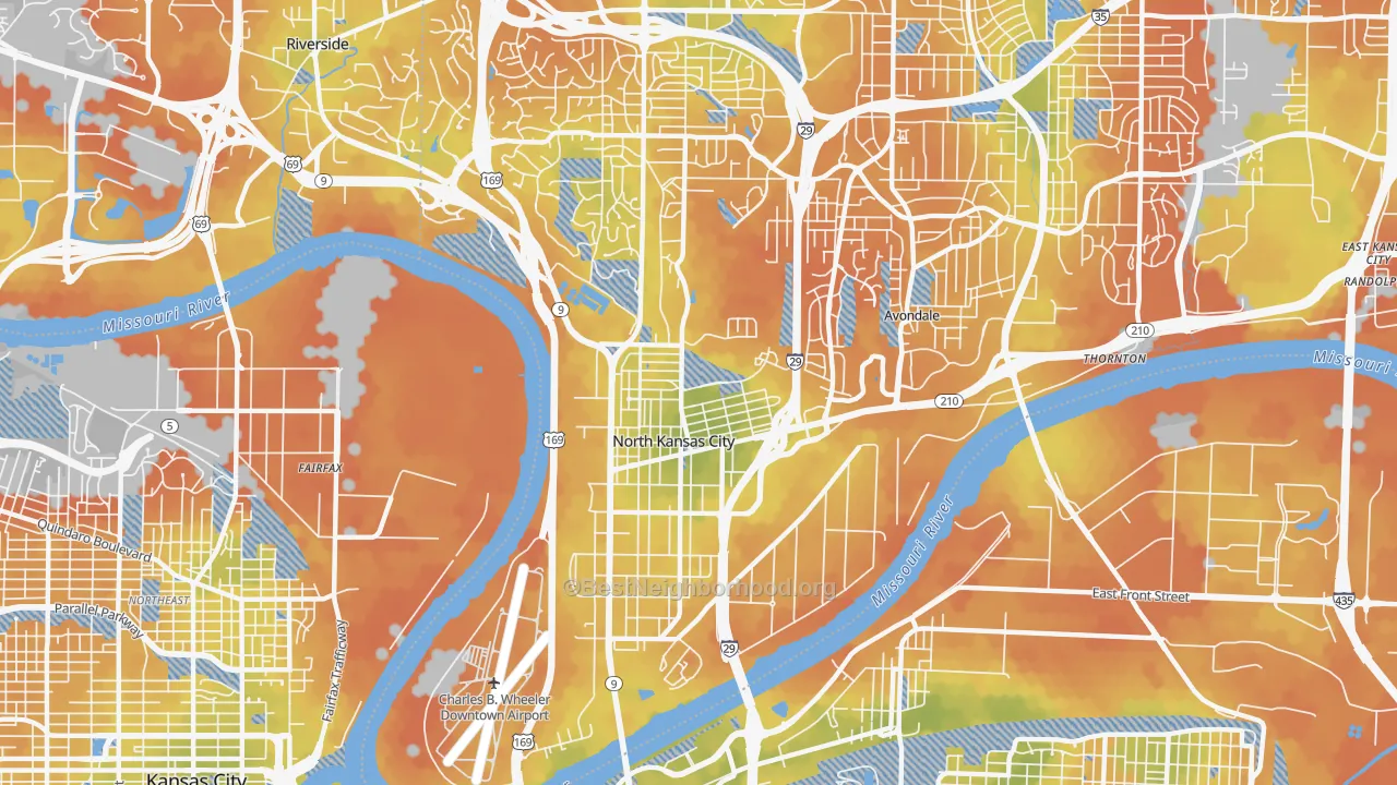 Bike Grade map of North Kansas City, MO
