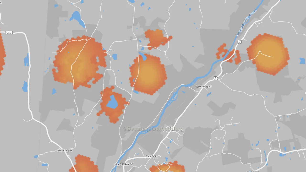 Bike Grade map of North Kent, CT